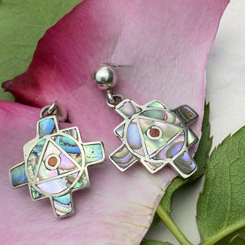 Vintage Argentium 960 Silver Abalone Earrings